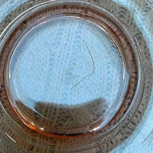 Vintage Pale Pink Depression Glass Era Plate, 9” x 7.25", has handles. - Picture 5 of 12